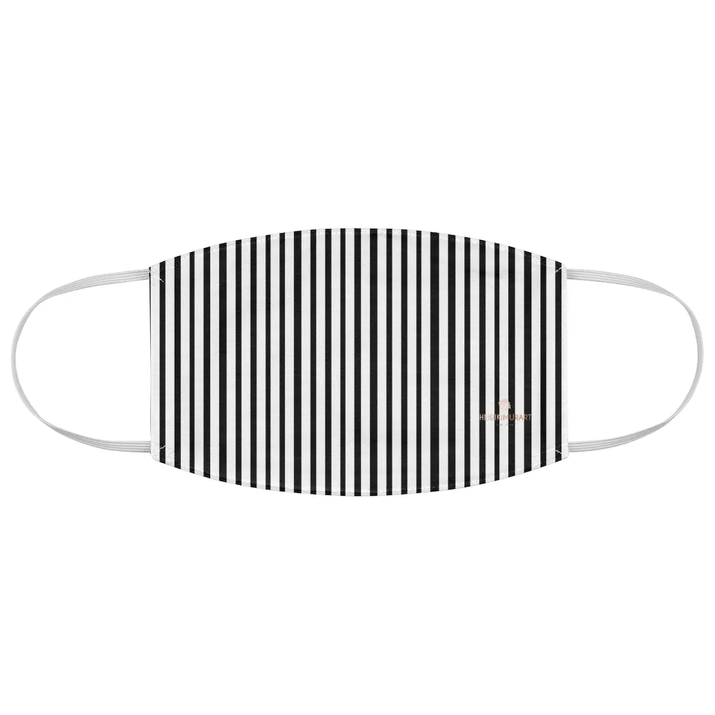 Black Vertically Striped Face Mask, Designer Modern Designer Fabric Face Mask-Made in USA