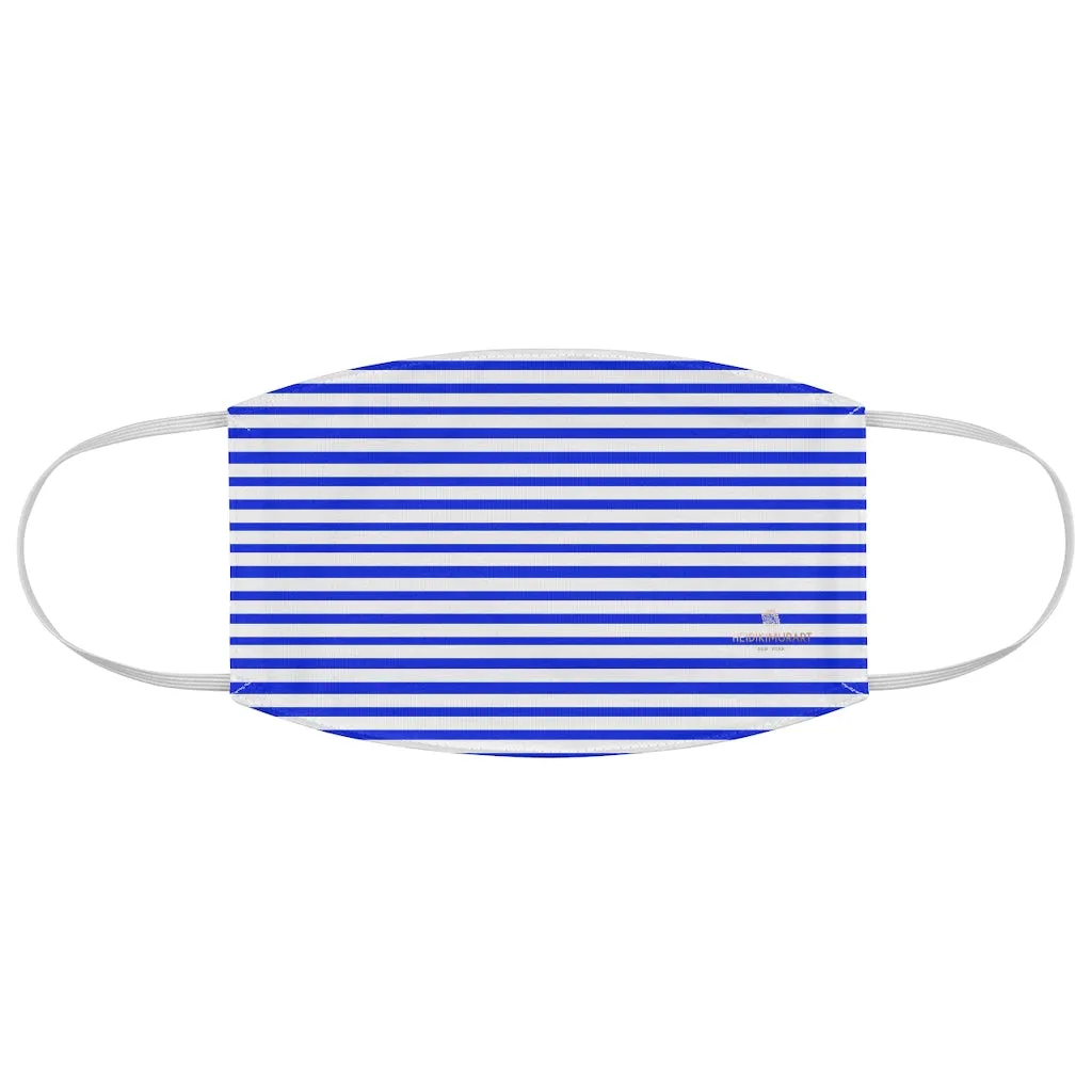 Blue Horizontally Striped Face Mask, Designer Best Modern Fabric Face Mask-Made in USA