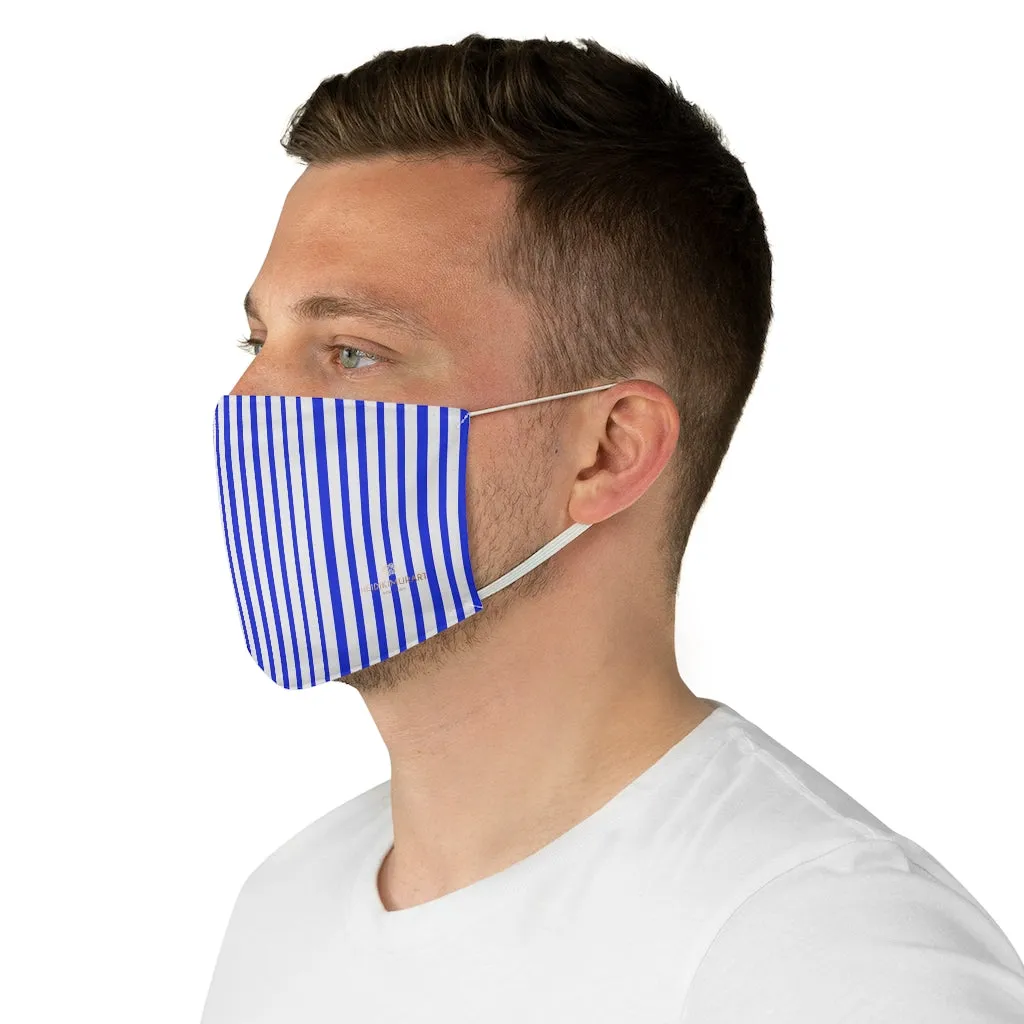 Blue Vertical Striped Face Mask, Striped Designer Modern Fabric Face Mask-Made in USA