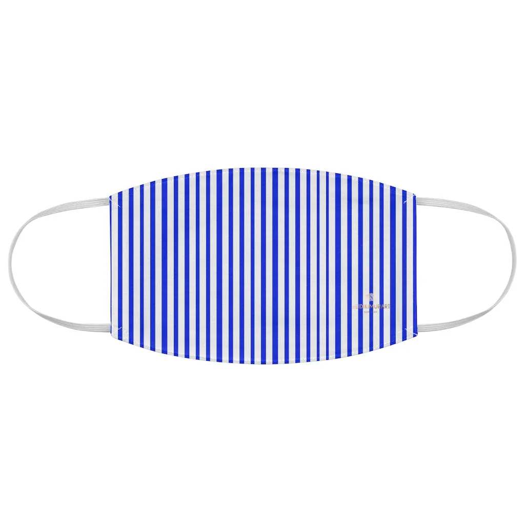 Blue Vertical Striped Face Mask, Striped Designer Modern Fabric Face Mask-Made in USA