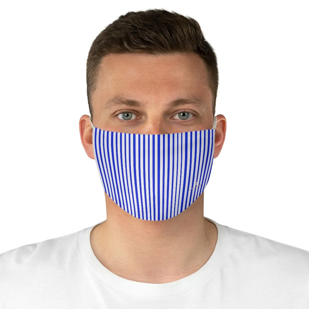Blue Vertical Striped Face Mask, Striped Designer Modern Fabric Face Mask-Made in USA
