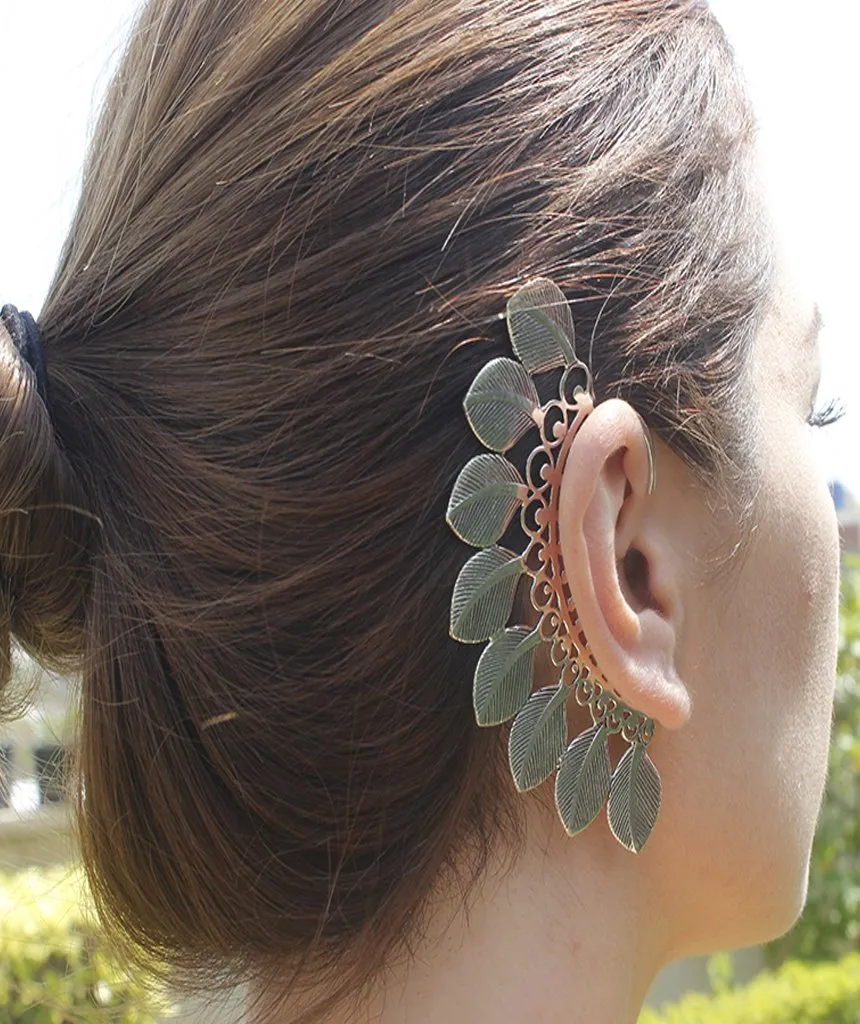 Boho Feather Ear Cuff - Adjustable, Hypoallergenic Jewelry for Sensitive Skin