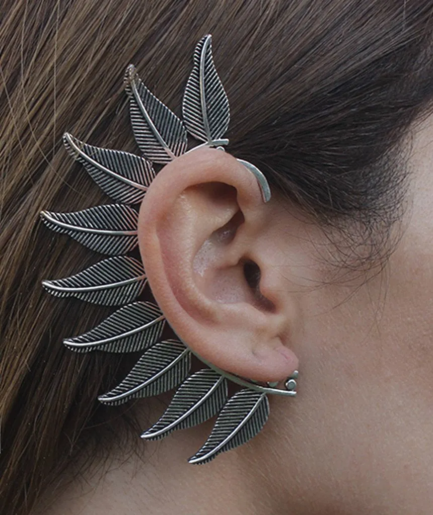 Boho Leaf Earcuff - Stunning Festival Accessory in Gold and Silver