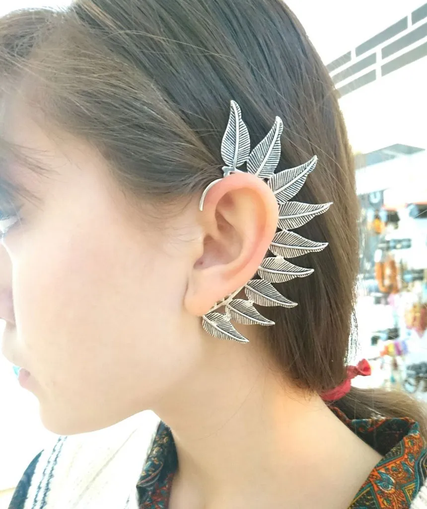 Boho Leaf Earcuff - Stunning Festival Accessory in Gold and Silver