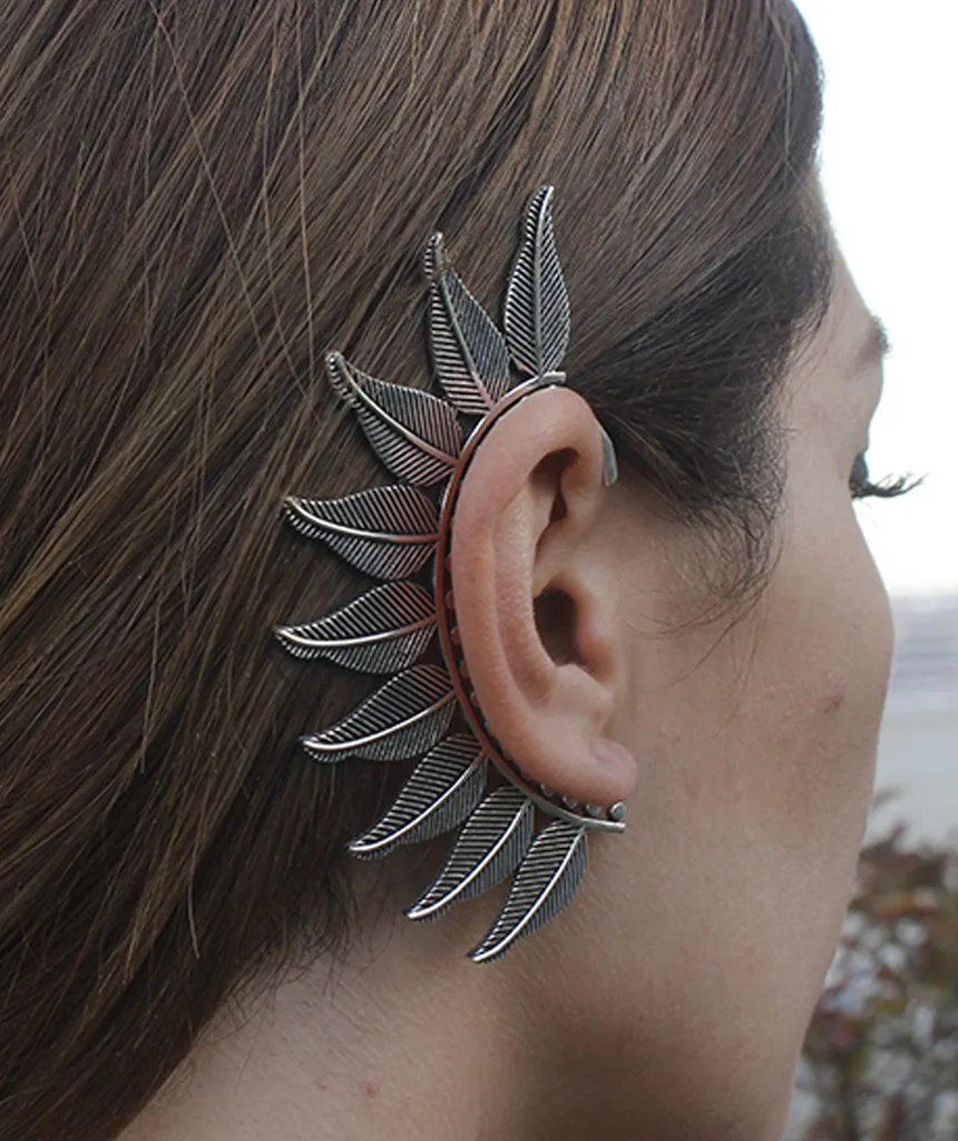 Boho Leaf Earcuff - Stunning Festival Accessory in Gold and Silver