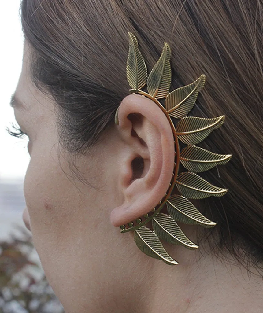 Boho Leaf Earcuff - Stunning Festival Accessory in Gold and Silver