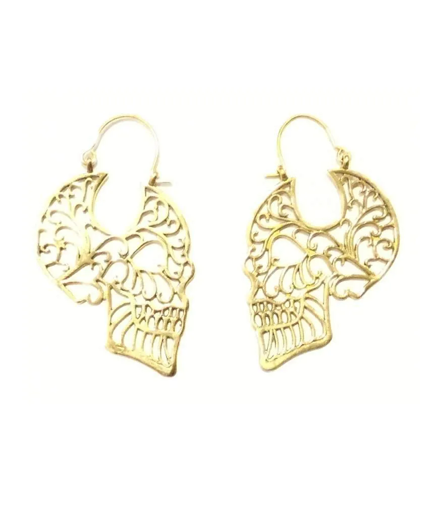 Bold Gold Skull Drop Earrings - Lightweight & Hypoallergenic