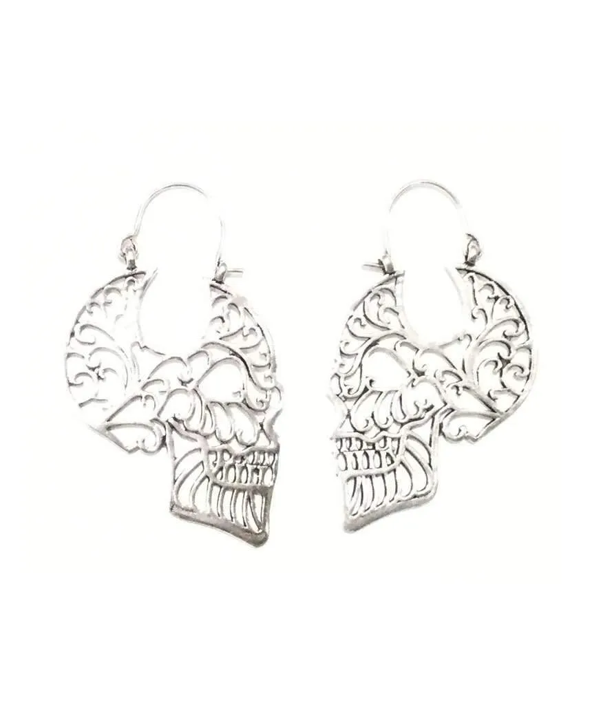 Bold Gold Skull Drop Earrings - Lightweight & Hypoallergenic
