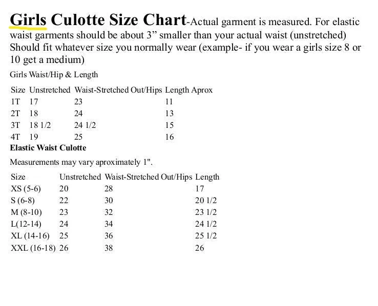 Box Pleat Culottes For Capitol Baptist Dover, DE - Adult and Child sizes