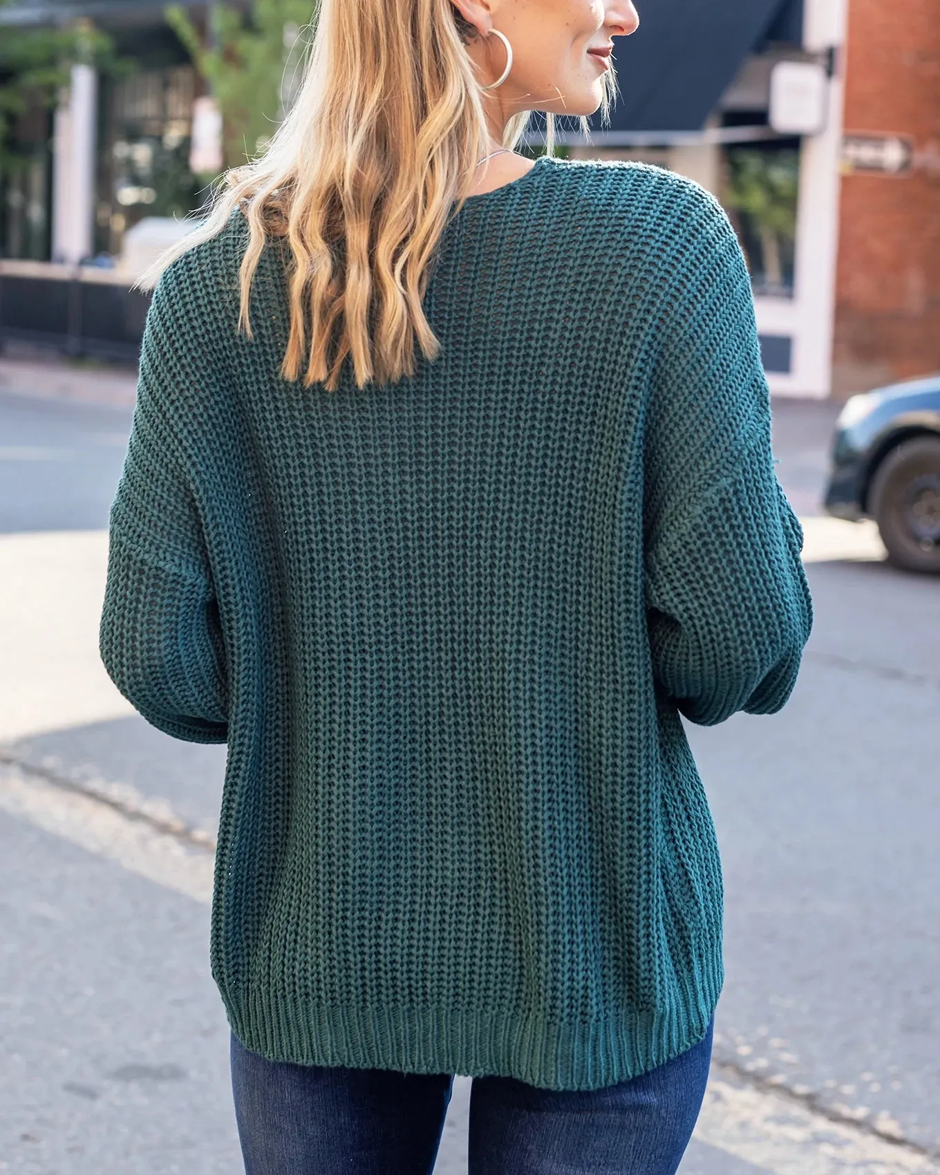 Boyfriend Slouchy Blue Spruce Knit Sweater
