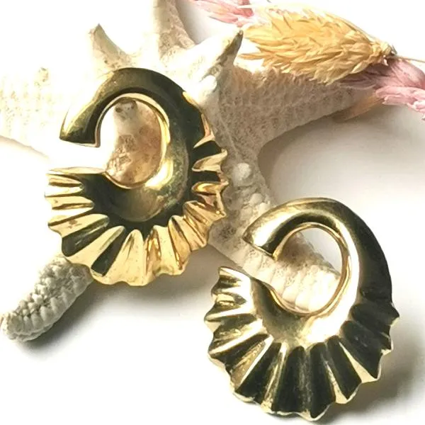 Brass Circle Ear Weights - Sun Rays