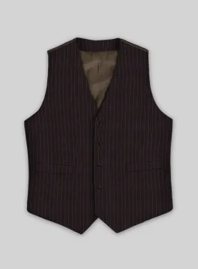 Brown Pinstripe Wool Waist Coat
