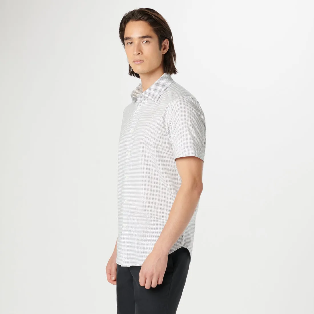 Bugatchi - Miles Pin Dot OoohCotton Short Sleeve Shirt - White