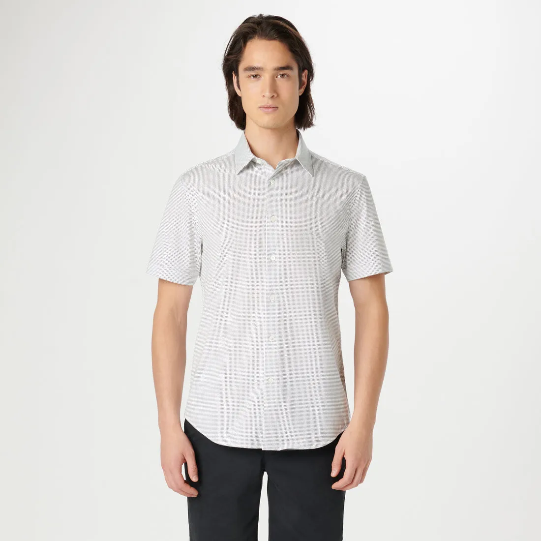 Bugatchi - Miles Pin Dot OoohCotton Short Sleeve Shirt - White