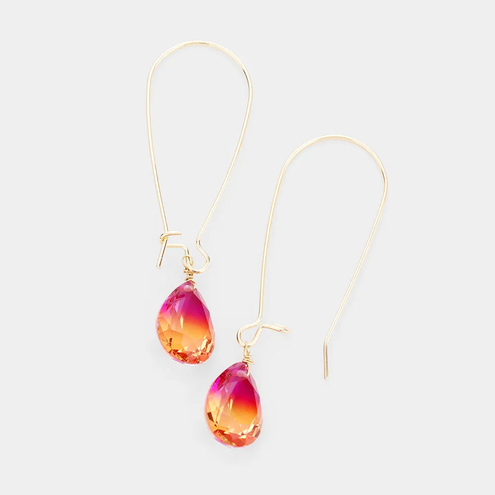 Candy Crystal Drop Long Hook Earrings