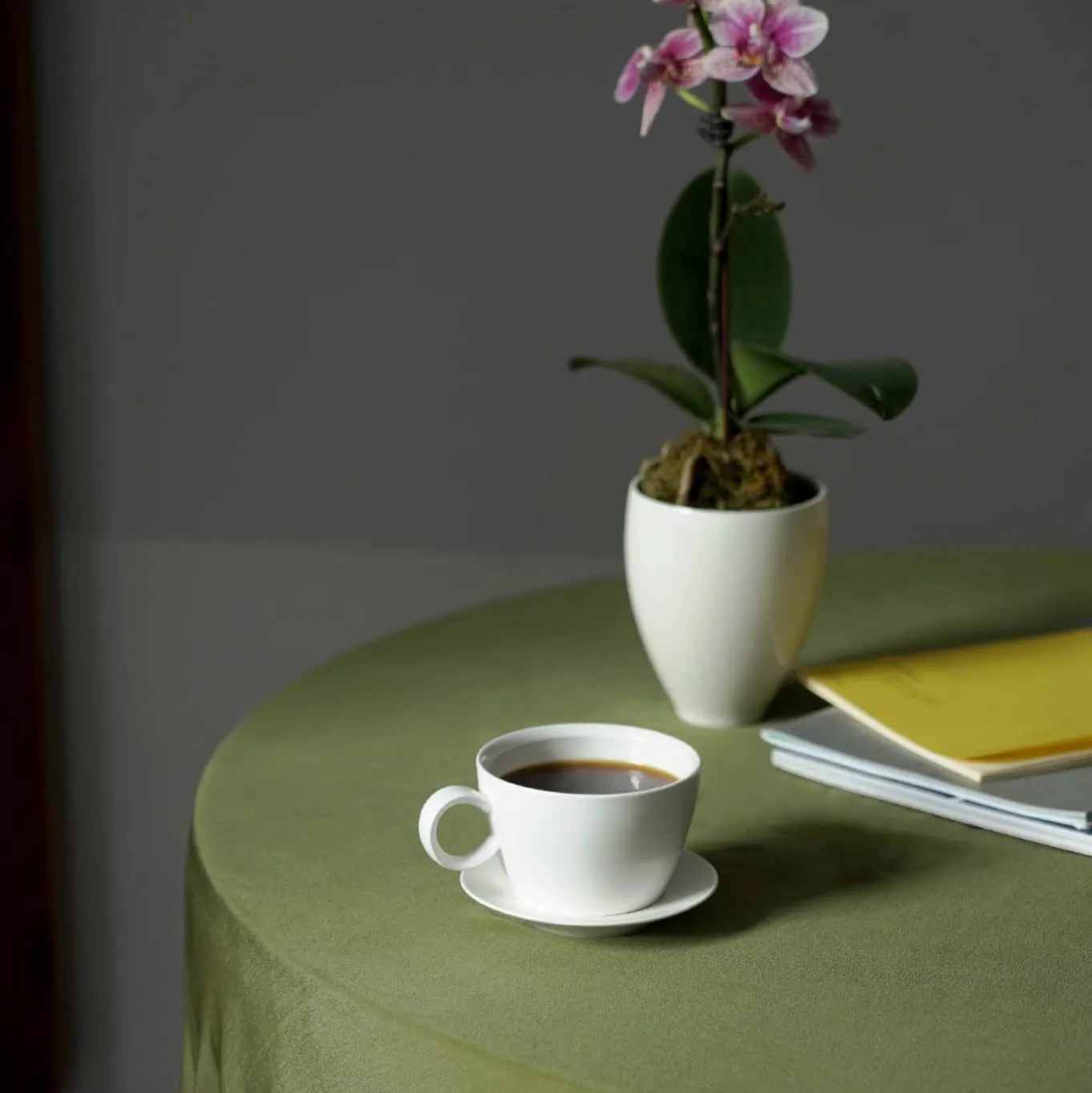 Ceramic Single Handled Coffee Cup with Saucer