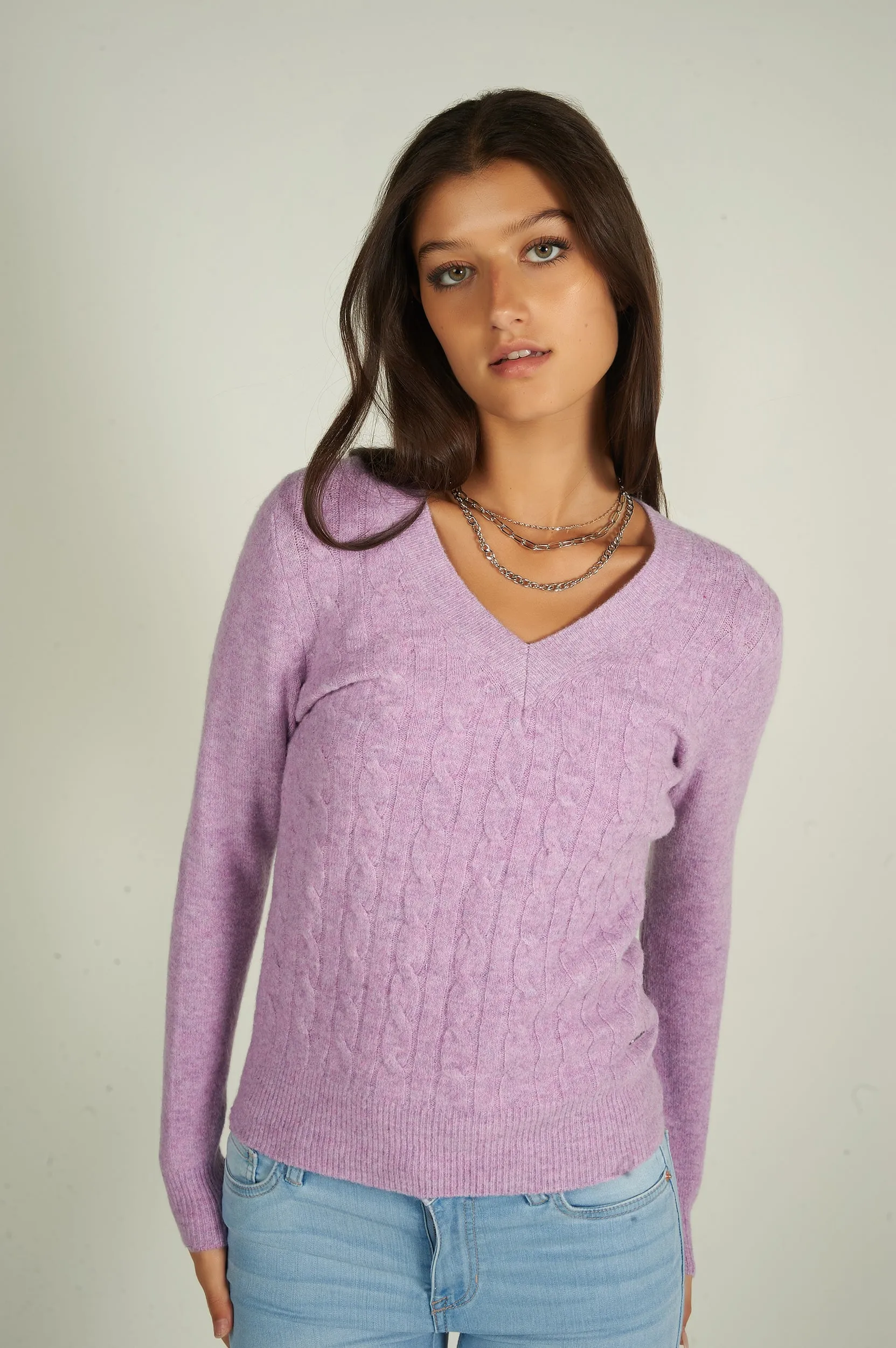 Chandail en tricot torsadé - CYRIELLE - (E-C11)