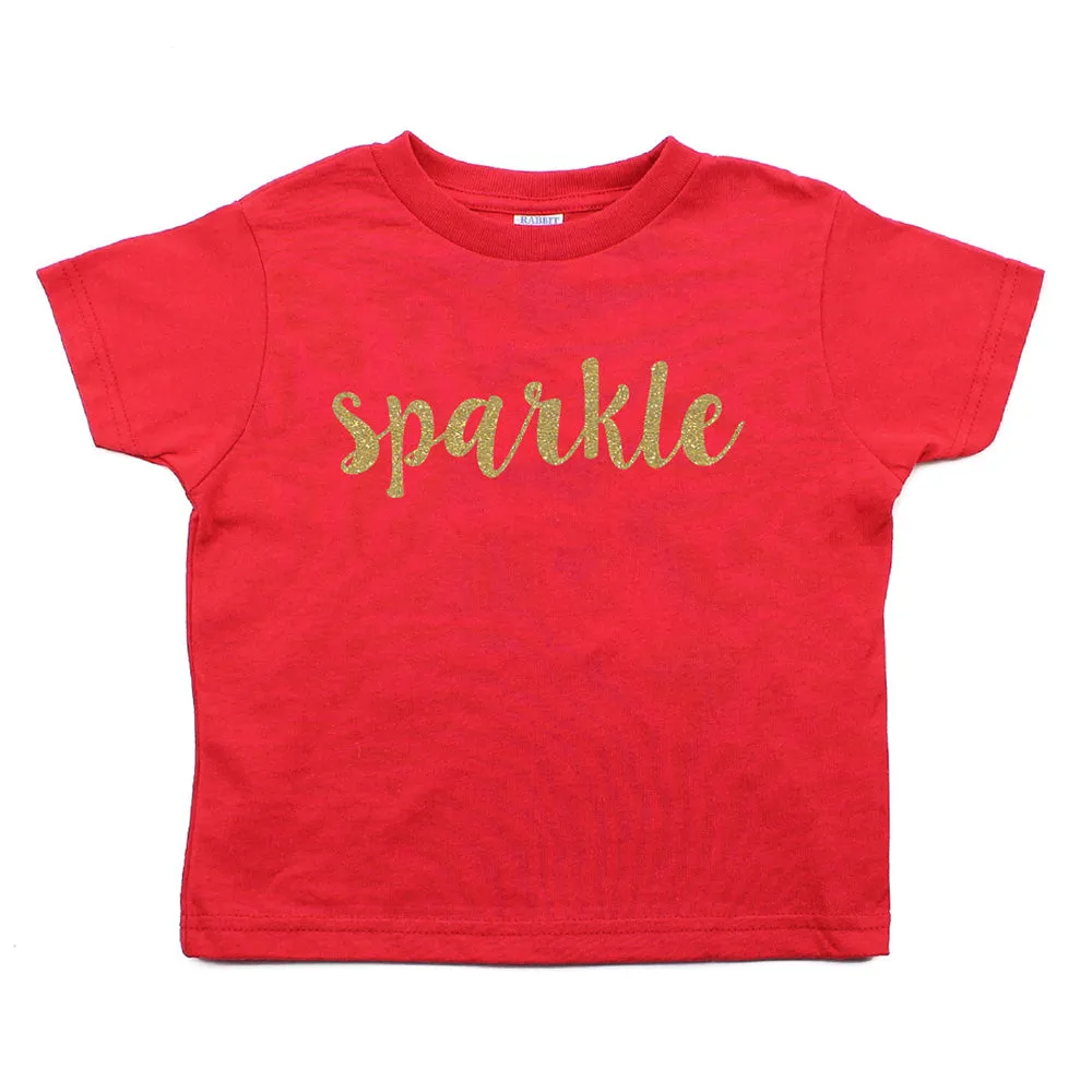 Christmas Sparkle with Gold Glitter Toddler Short Sleeve T-Shirts