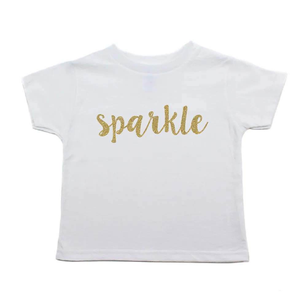 Christmas Sparkle with Gold Glitter Toddler Short Sleeve T-Shirts