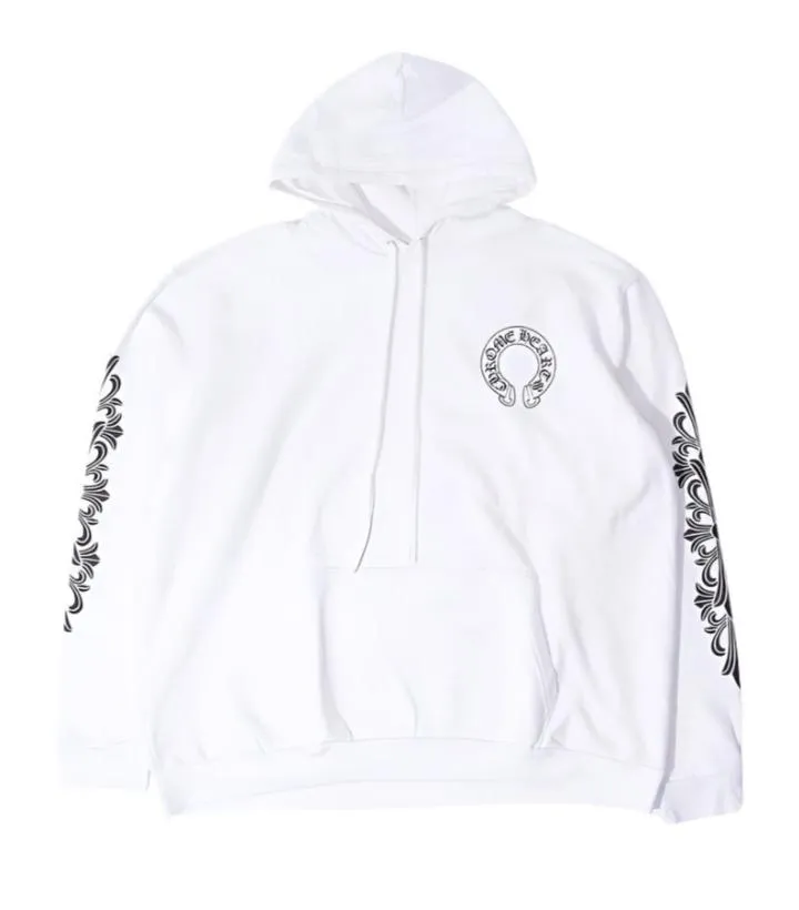 Chrome Hearts "Horseshoe Floral Cross Sleeve" Hoodie White