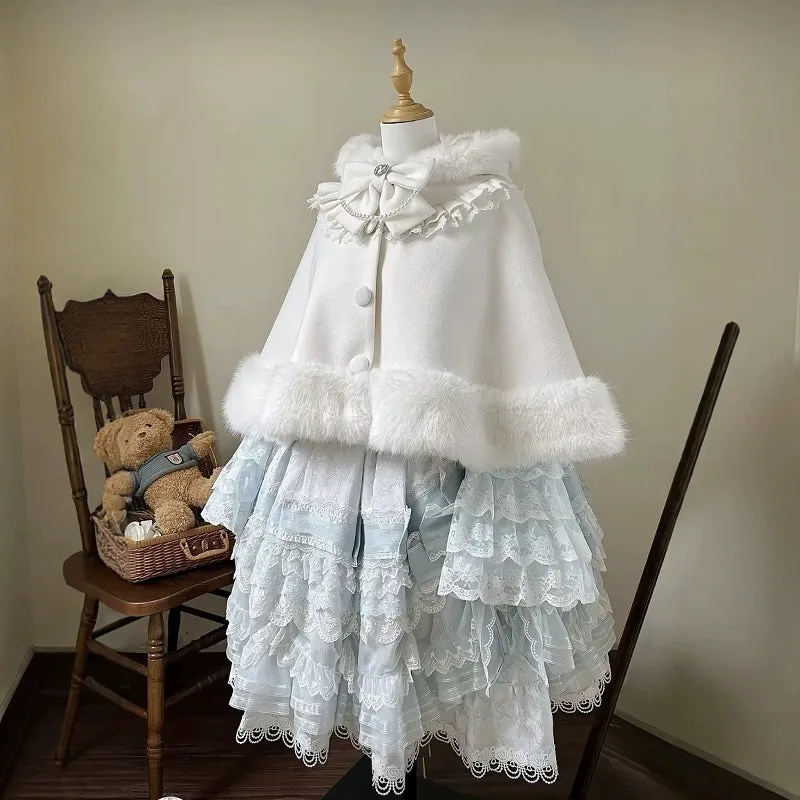 Classic Lolita Coat Fleece Lined Cape Cat Ear Hood Coat