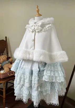 Classic Lolita Coat Fleece Lined Cape Cat Ear Hood Coat