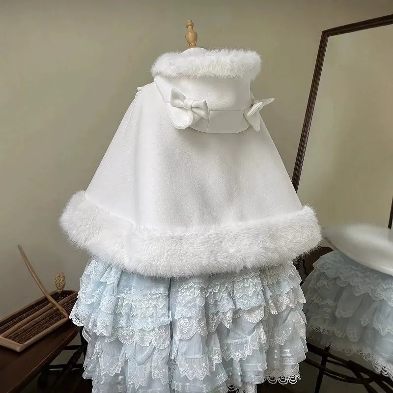 Classic Lolita Coat Fleece Lined Cape Cat Ear Hood Coat