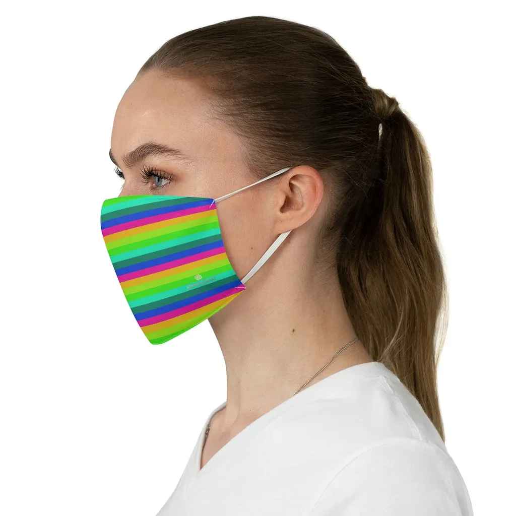 Colorful Striped Adult Face Mask, Horizontally Stripe Modern Fabric Face Mask-Made in USA