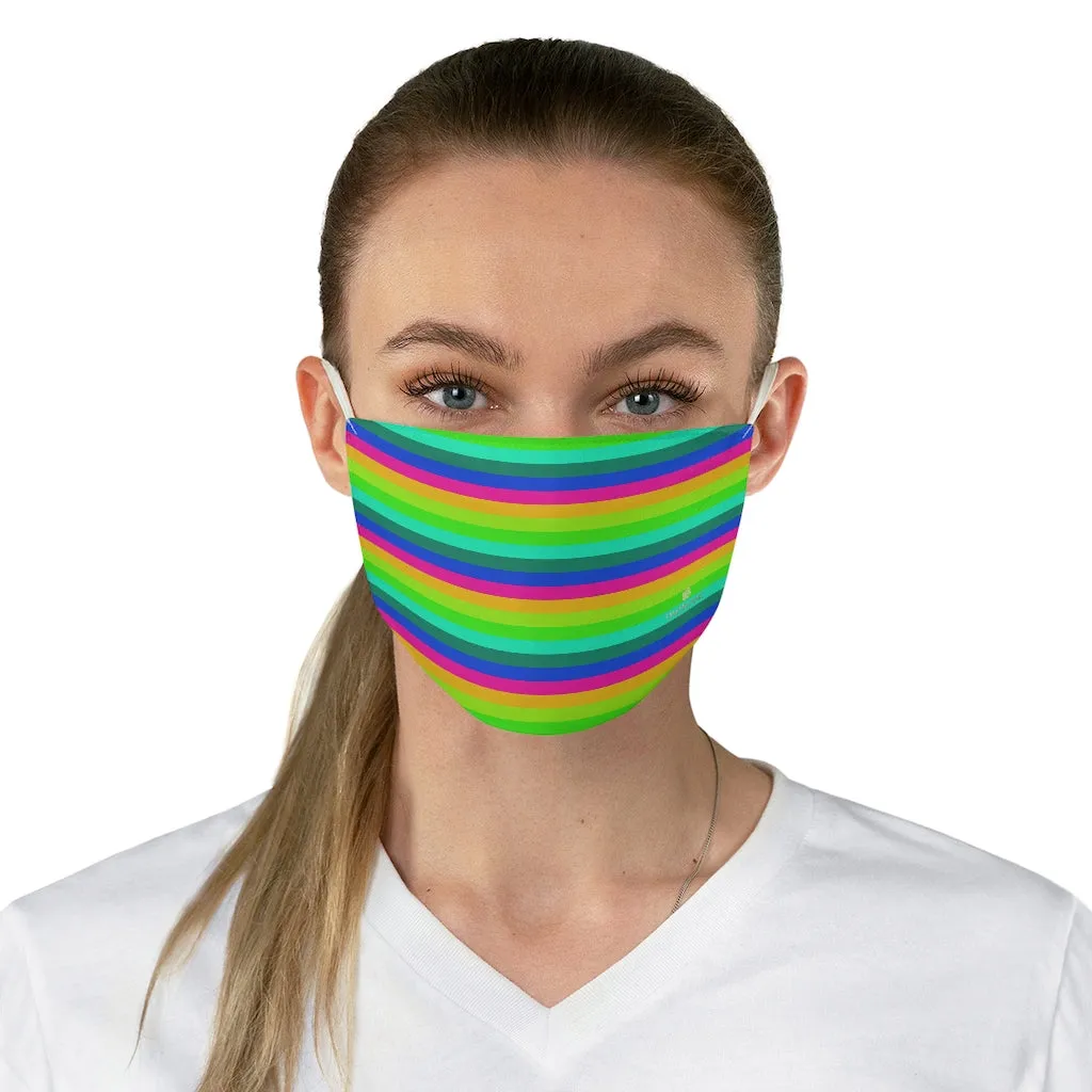 Colorful Striped Adult Face Mask, Horizontally Stripe Modern Fabric Face Mask-Made in USA