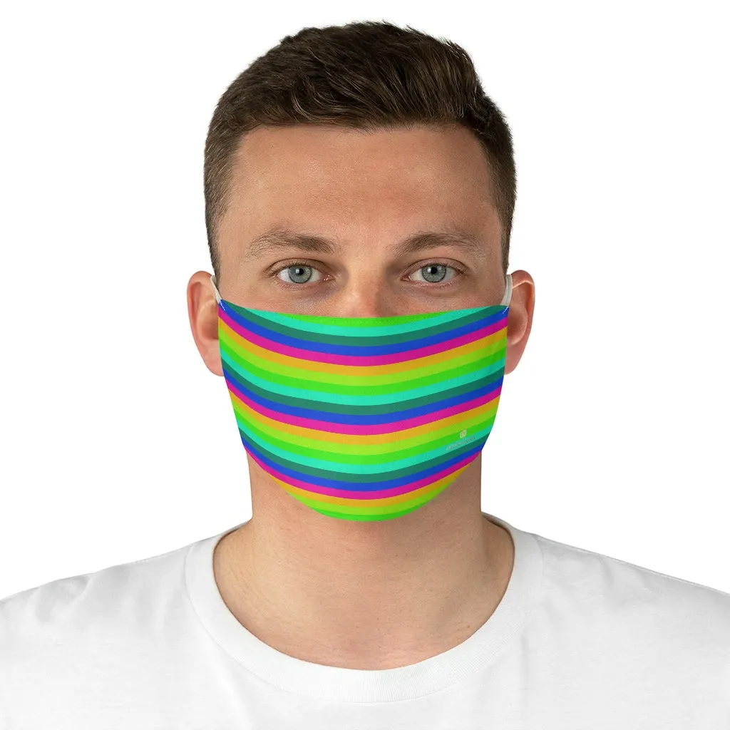 Colorful Striped Adult Face Mask, Horizontally Stripe Modern Fabric Face Mask-Made in USA