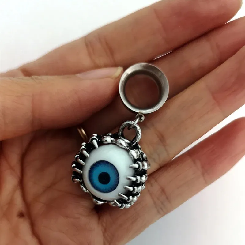 Cool 2PC Unisex Ear Reamer / Grunge Blue Eyes Tunnels / Stainless Steel Jewelry