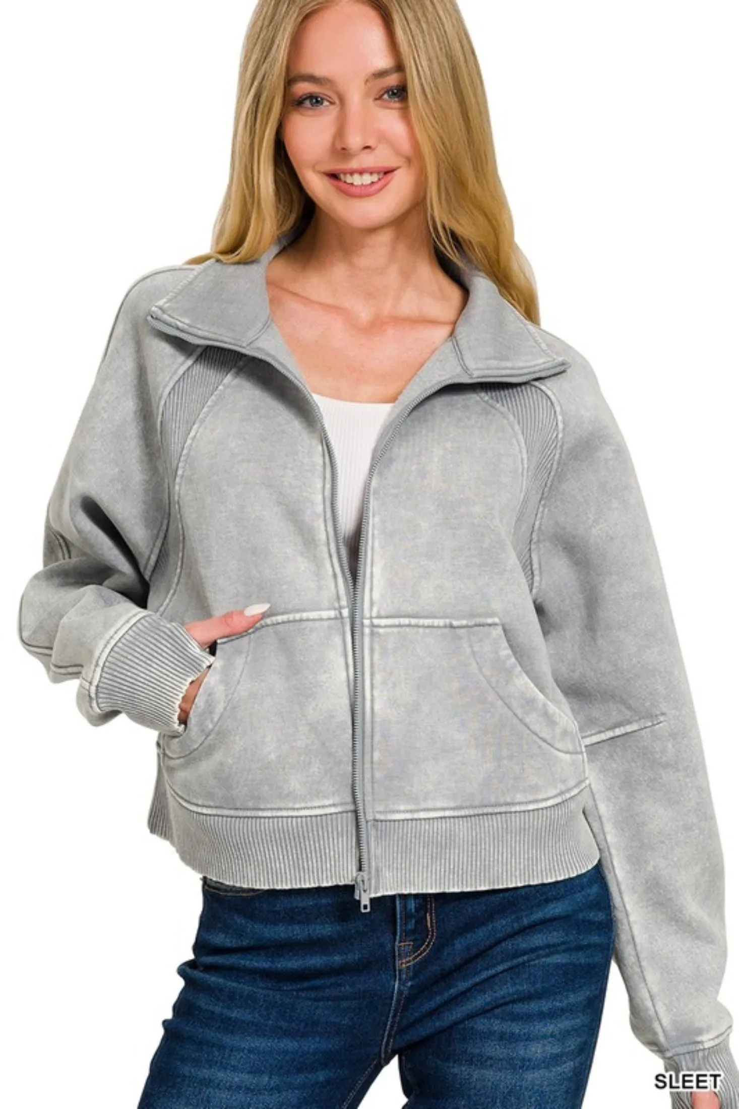 Corby Acid Wash Zip Jacket