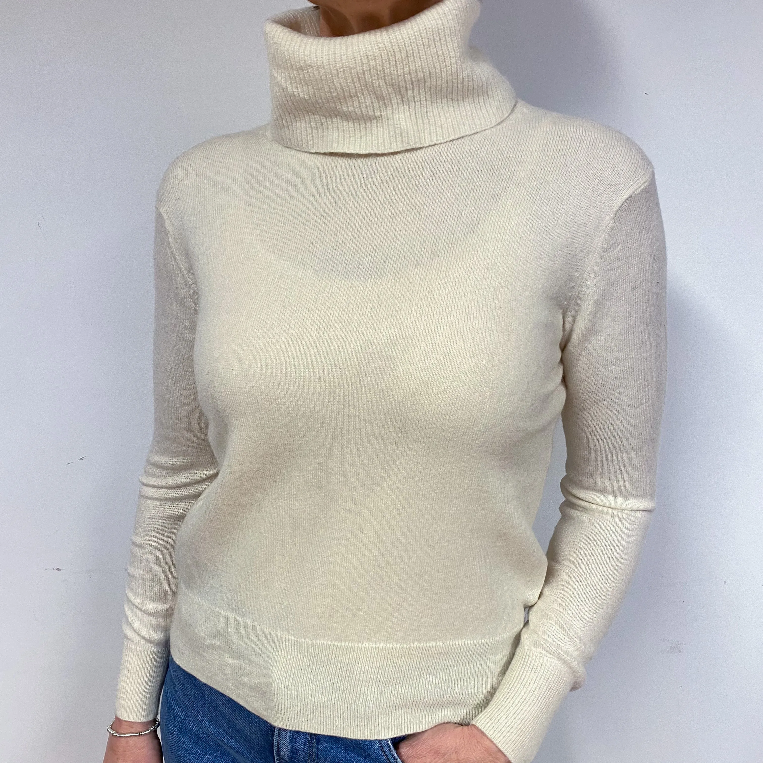 Cream Cashmere Polo Neck Jumper Medium