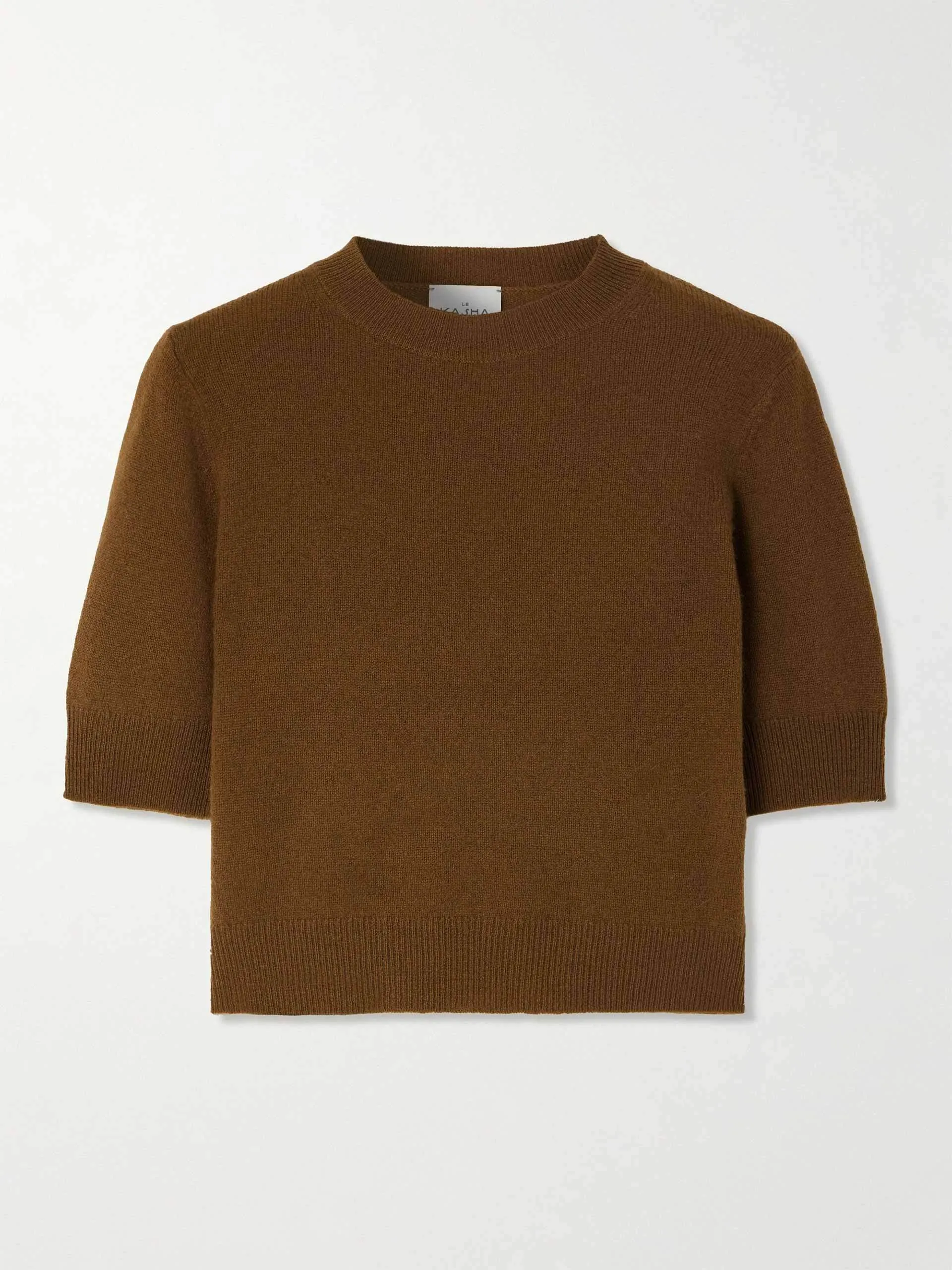 Cropped organic cashmere sweater