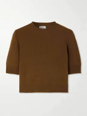 Cropped organic cashmere sweater
