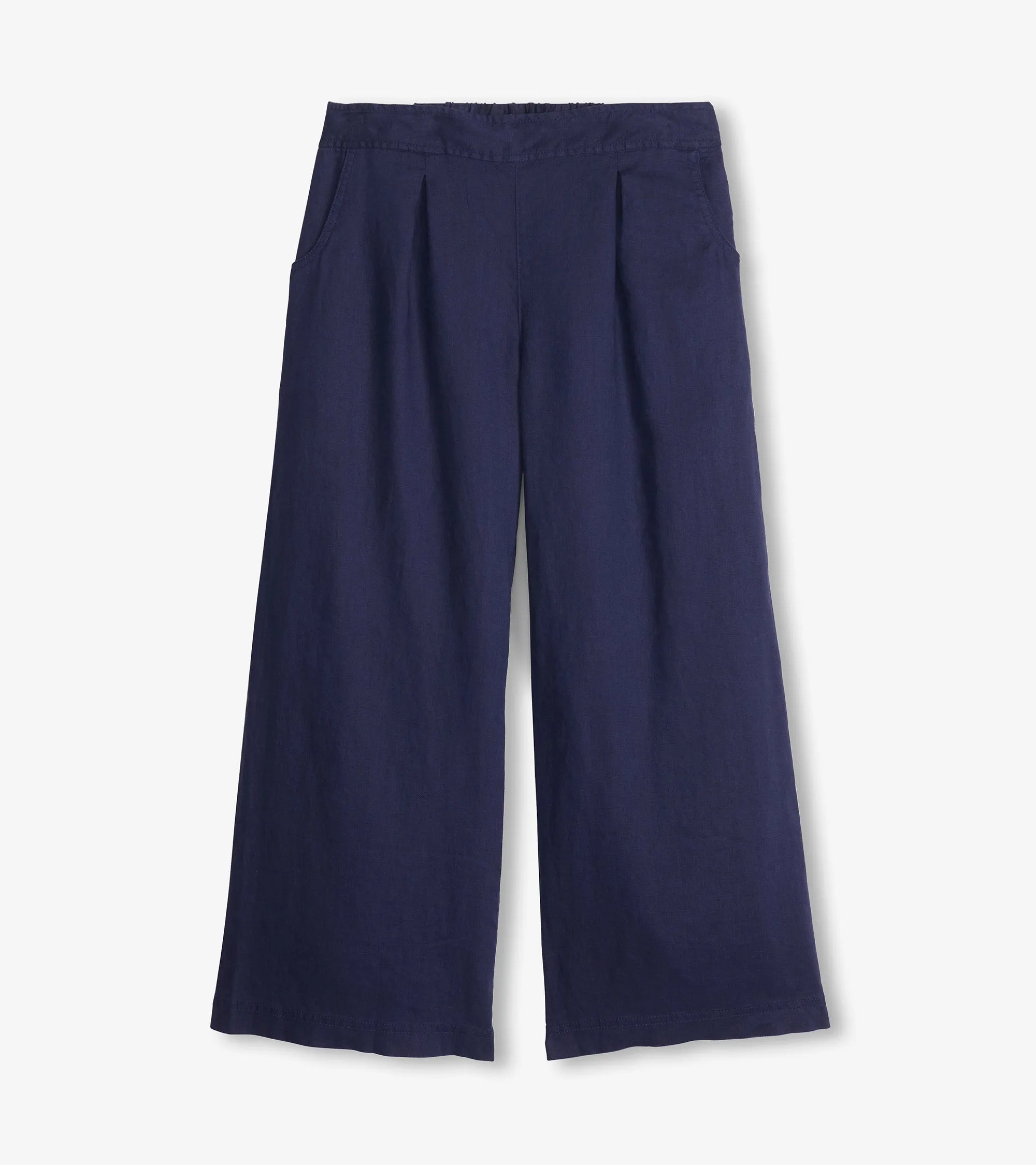 Cropped Wide Leg Trousers - Navy