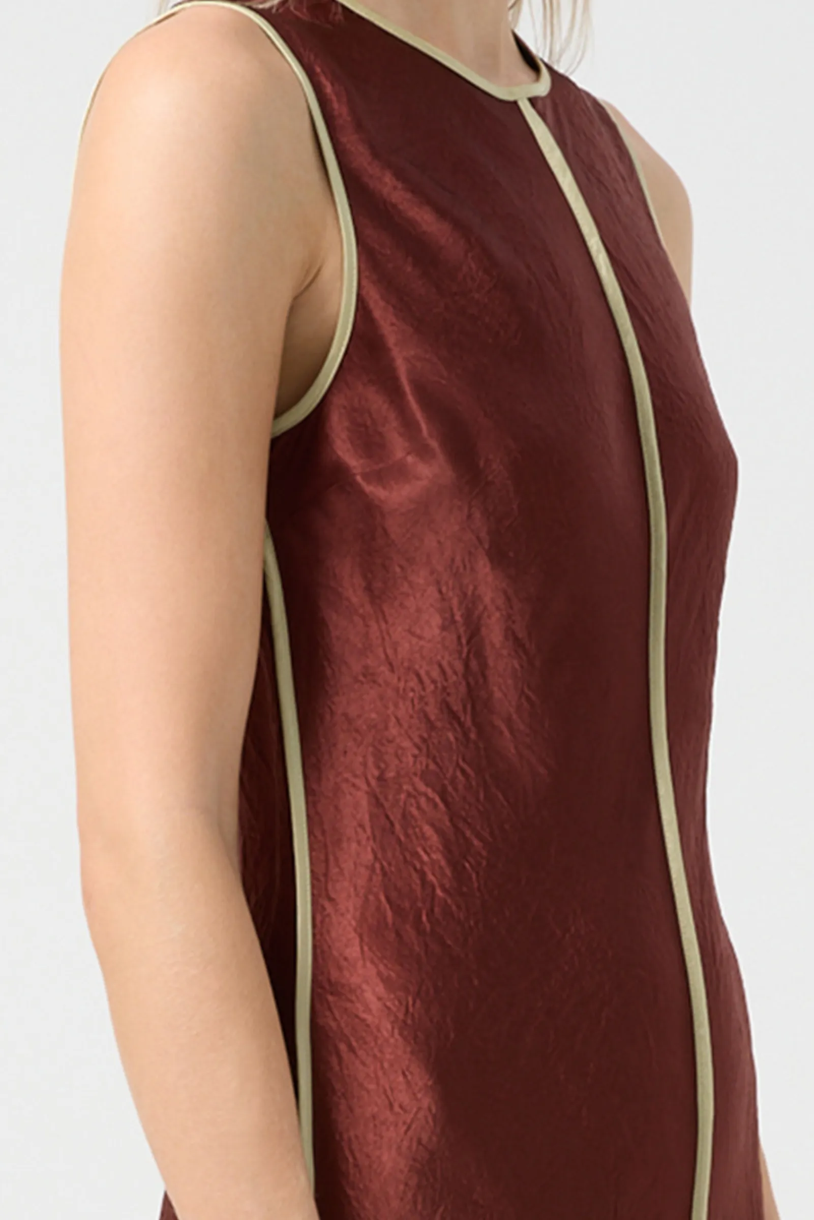 Crush Contrast Bind Midi Tank Dress - Shiraz