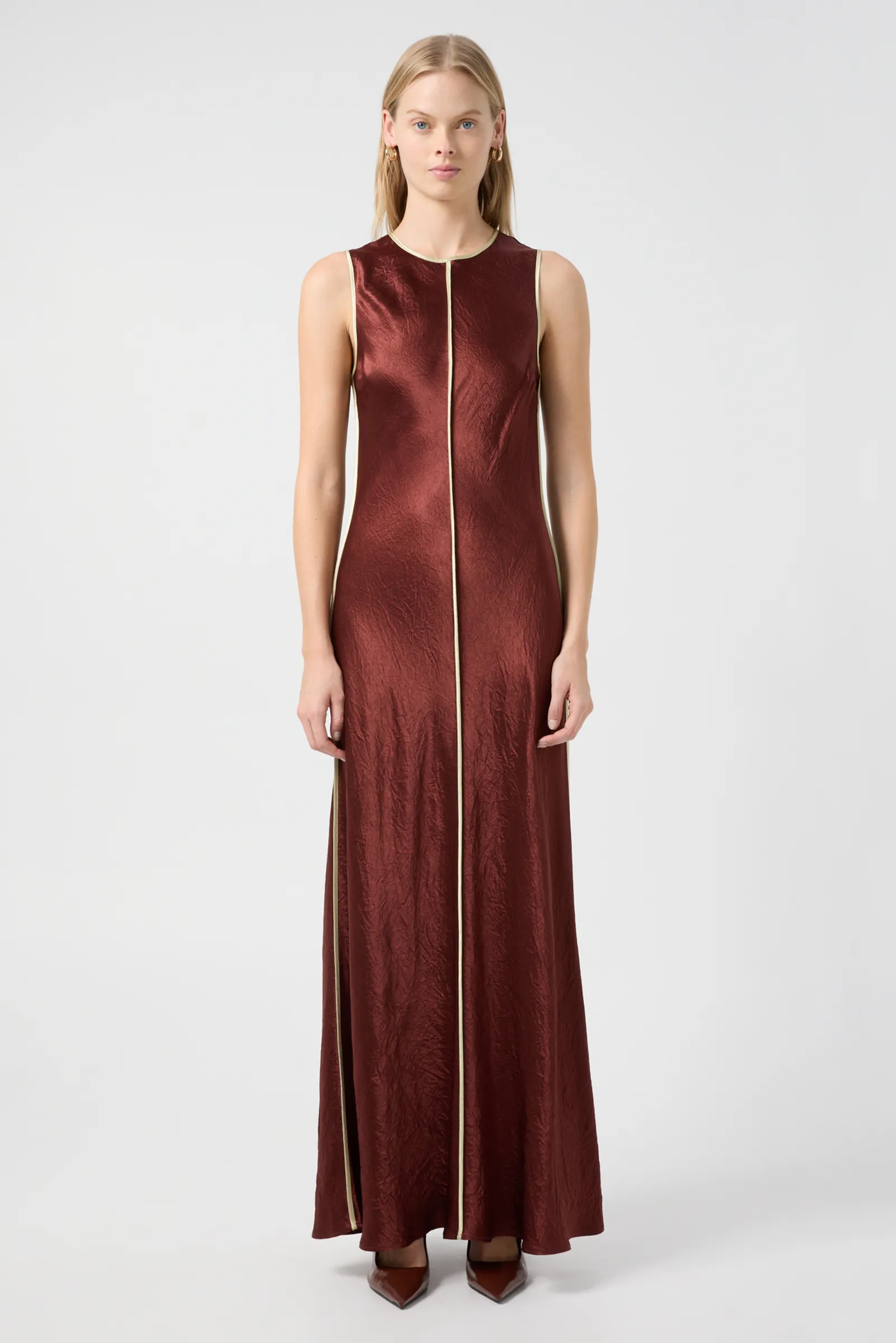 Crush Contrast Bind Midi Tank Dress - Shiraz