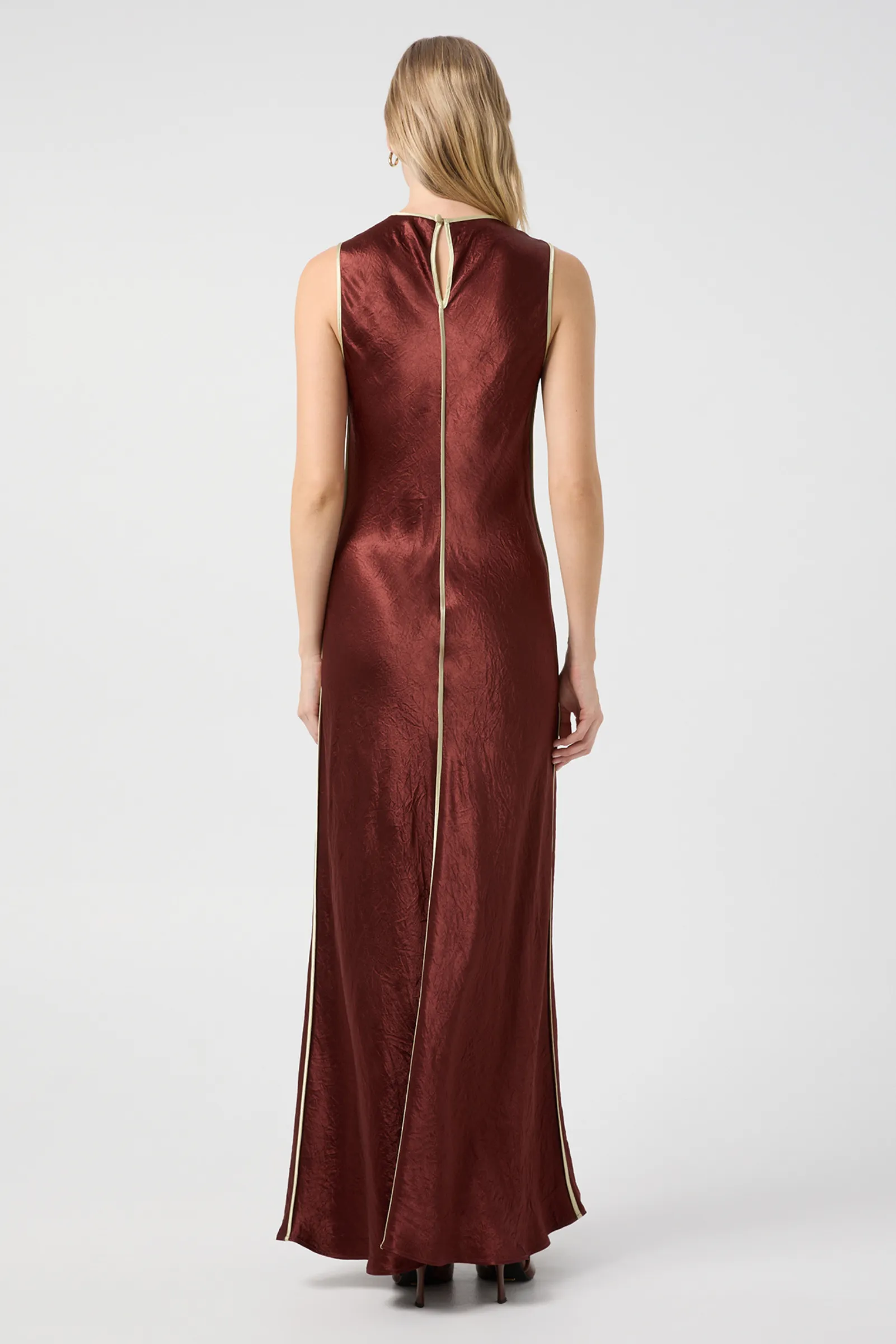Crush Contrast Bind Midi Tank Dress - Shiraz