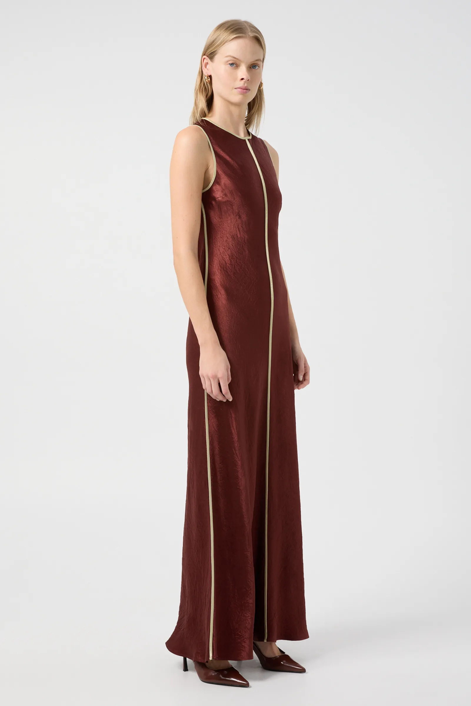 Crush Contrast Bind Midi Tank Dress - Shiraz