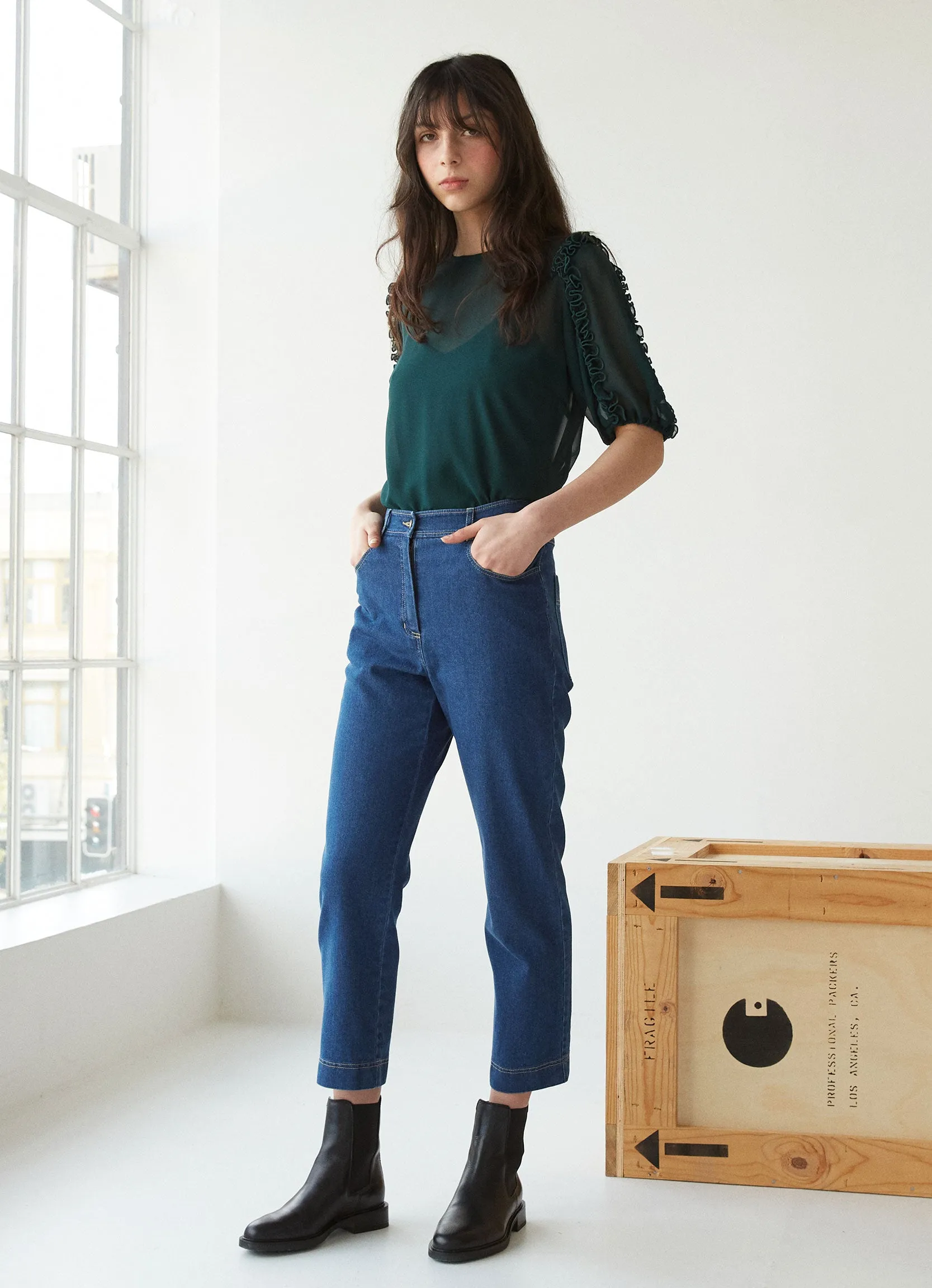 Denim cropped trouser