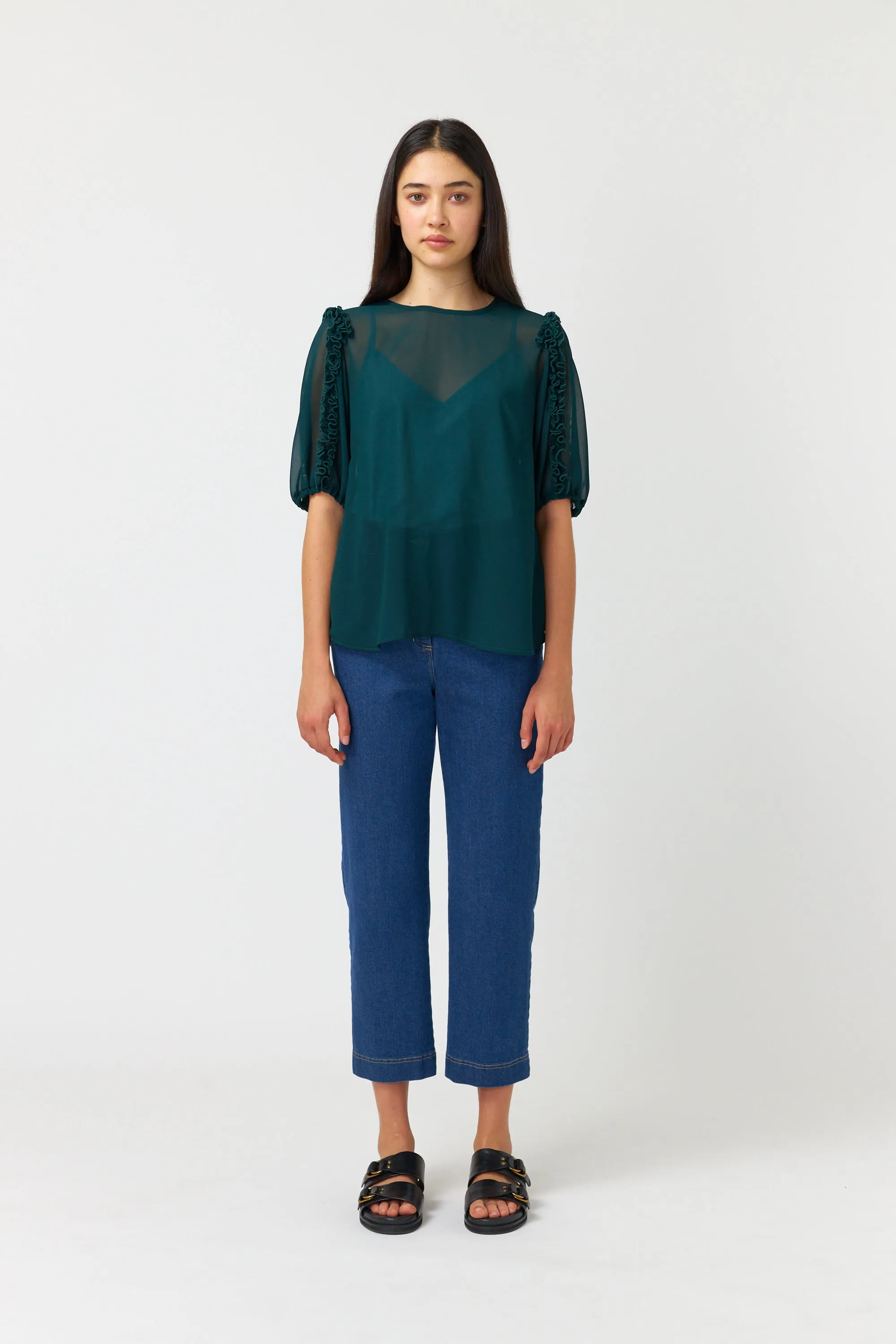 Denim cropped trouser
