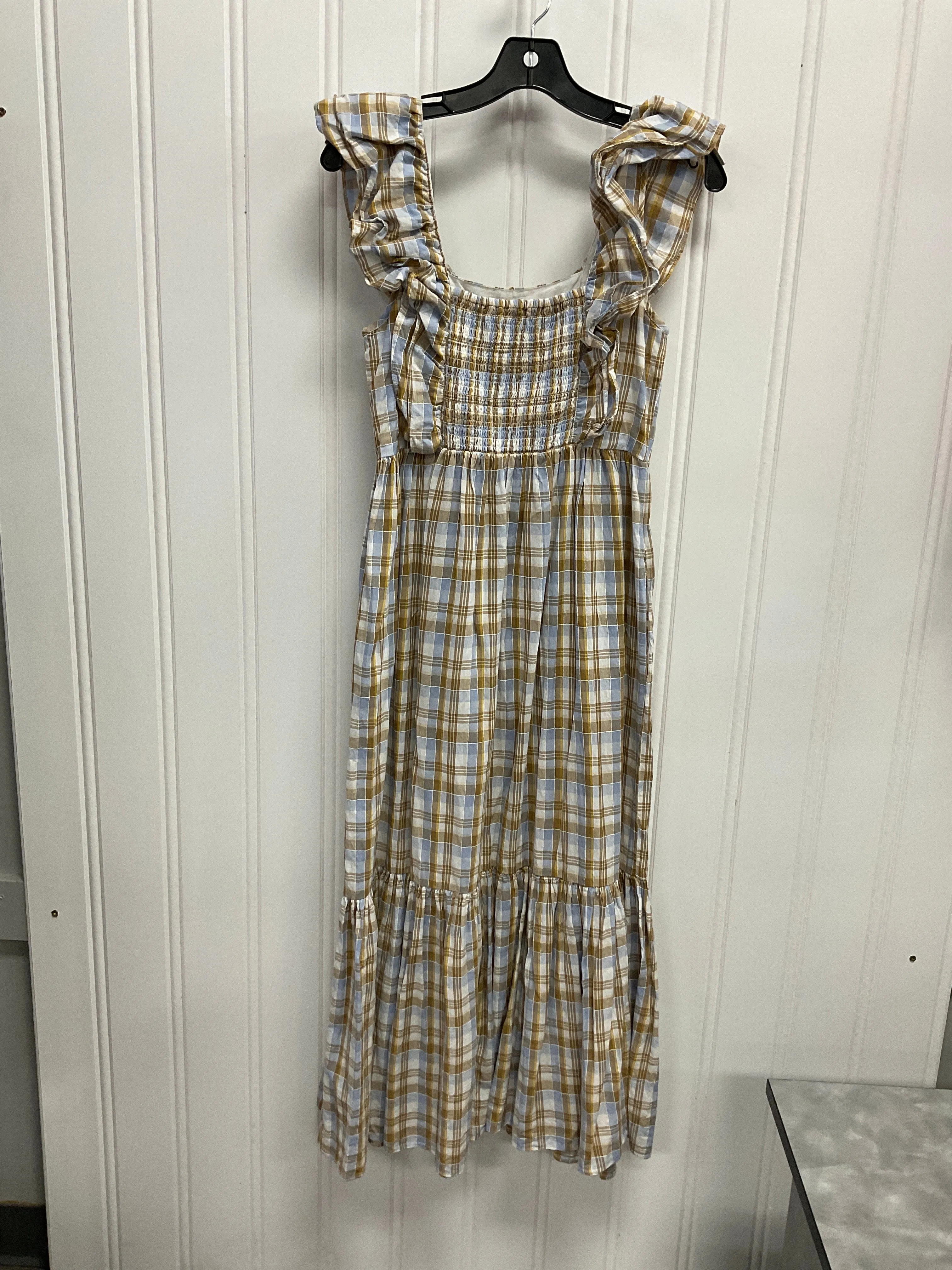 Dress Casual Midi By Madewell In Plaid Pattern, Size:Xs