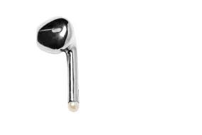 Earphone Silver Earring w. Pearl