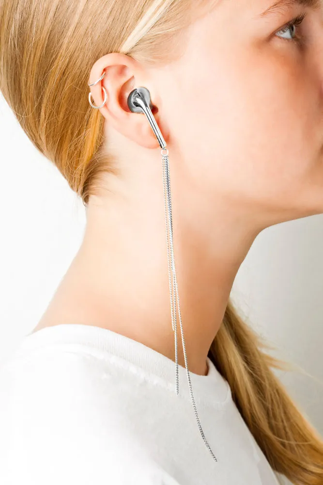 Earphone Silver Earring