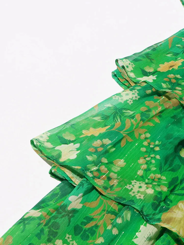 Elegant Colorblock Printed Sleeveless Dress