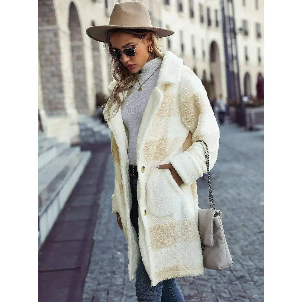 Elevate Your Wardrobe with a Luxe Plaid Button Down Coat for Women