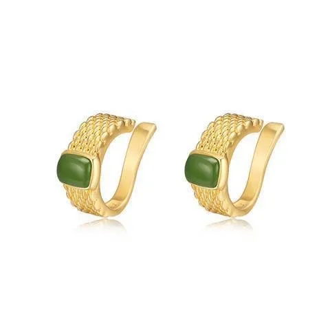 Emerald and Gold Ear Cuffs without piercing