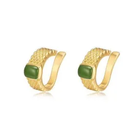 Emerald and Gold Ear Cuffs without piercing