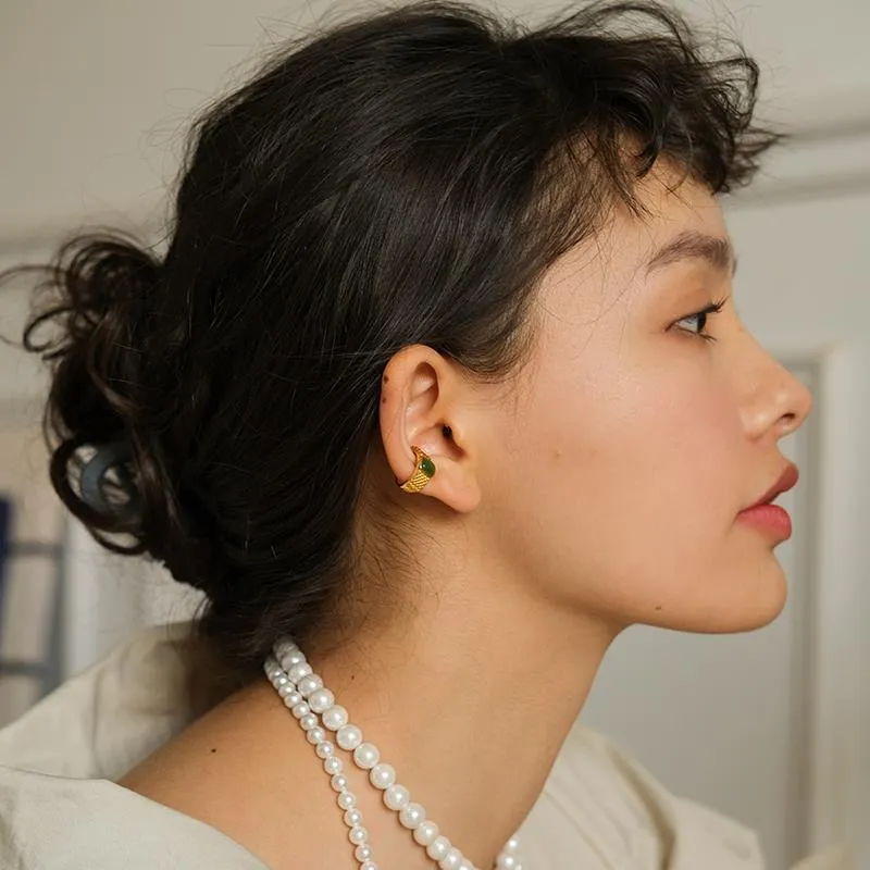 Emerald and Gold Ear Cuffs without piercing